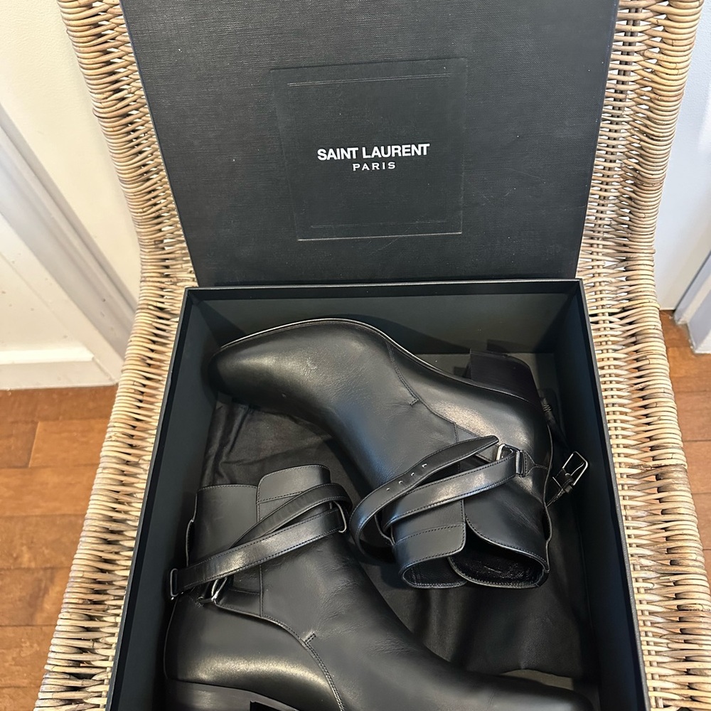 NIB Saint Laurent Blake Jodhpur Strap Ankle Boots - Picture 6 of 15